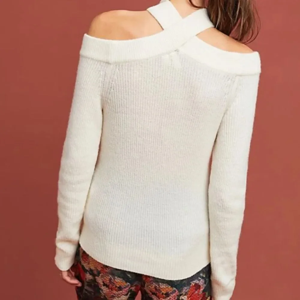 ANTHROPOLOGIE MOTH Cross Front Pullover Sweater Ivory Cream Women’s Size XS